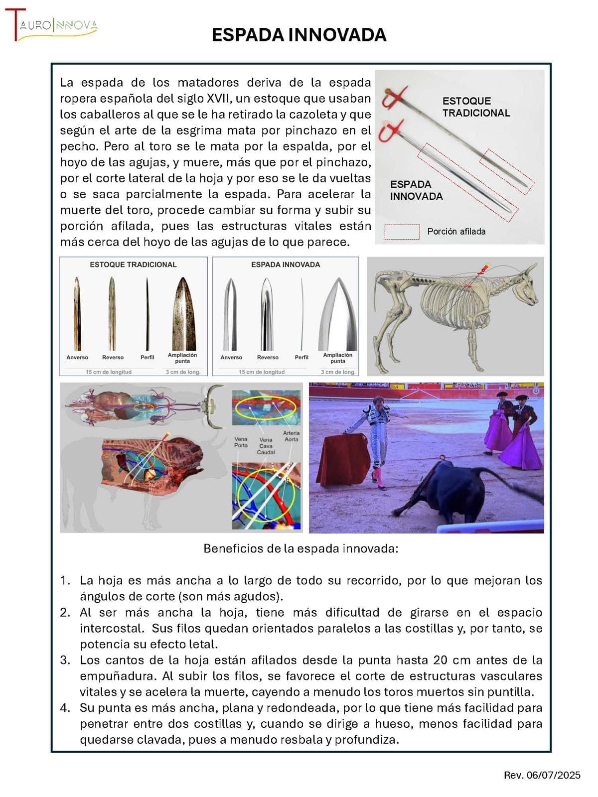 Ficha técnica de Espada o Estoque de Toros